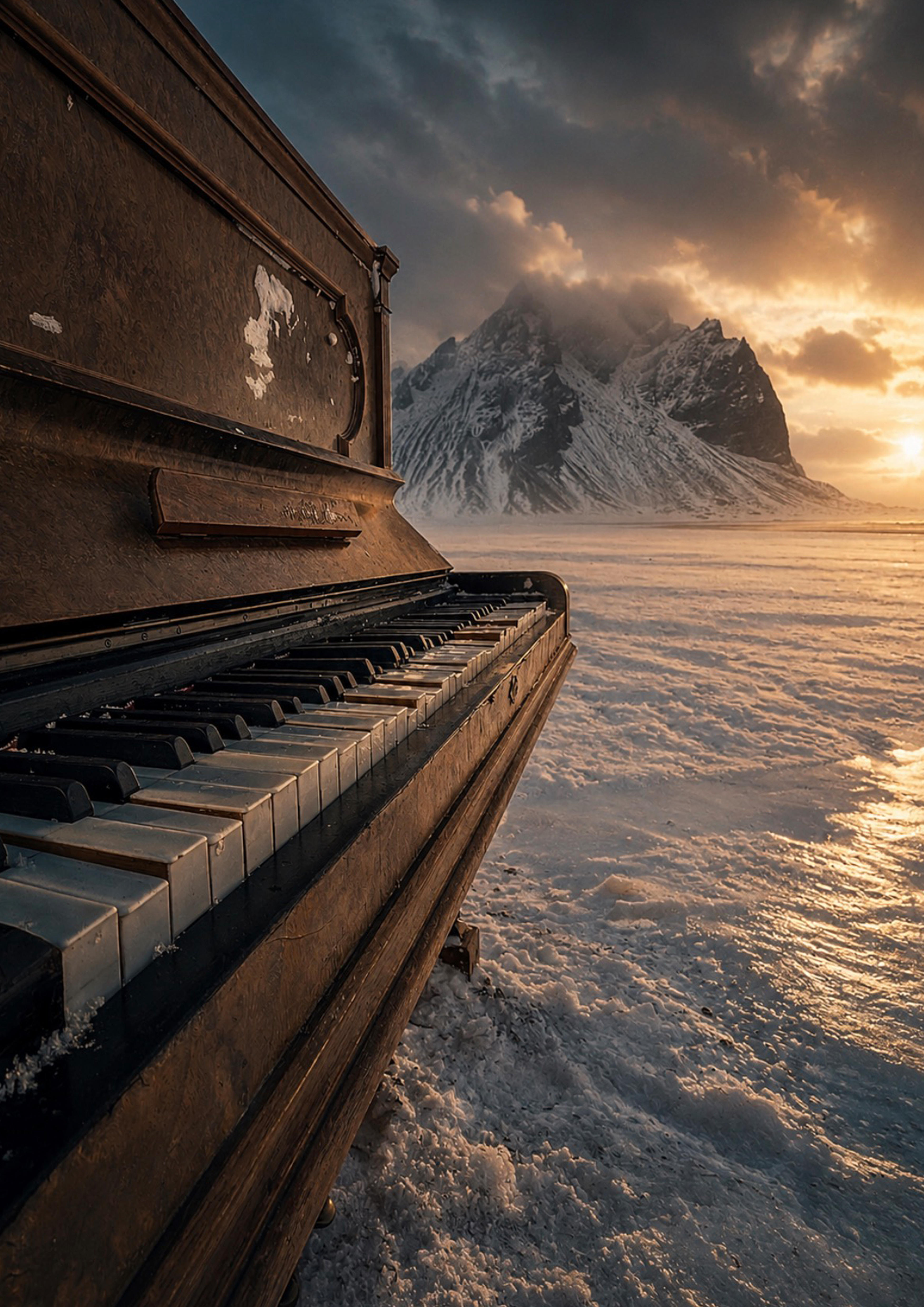 Piano en un paisaje silencioso